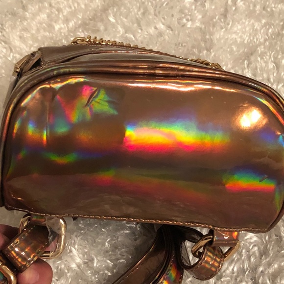 ? bebe “Gina” Metallic Gold Hologram Backpack main image 7